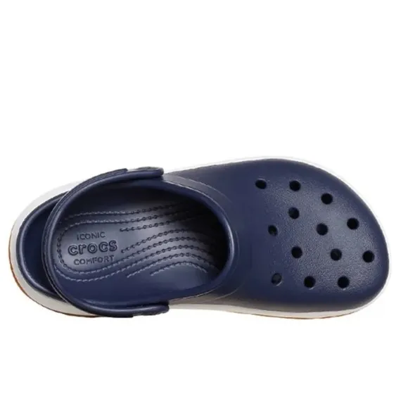 Crocs Crocsband Full Force Thick Sole Sandals Unisex Navy Blue White M7 W9