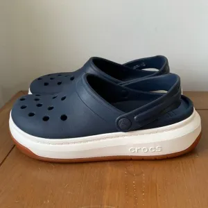 Crocs Crocsband Full Force Thick Sole Sandals Unisex Navy Blue White M7 W9
