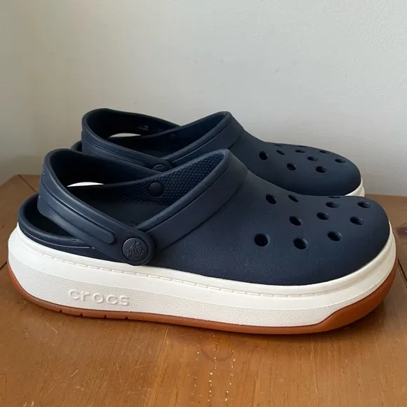 Crocs Crocsband Full Force Thick Sole Sandals Unisex Navy Blue White M7 W9