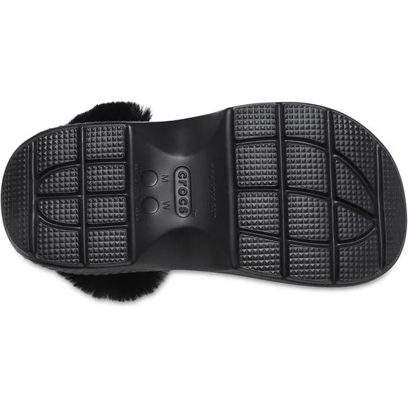 Crocs Stomp Lined Classic Clog Fuzzy Lined Slides Unisex Black Sz 38/7 NEW
