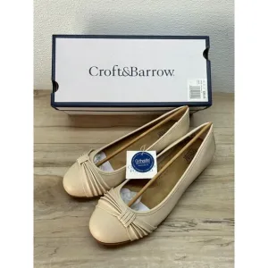Croft &amp; Barrow Ortholite Women Beige Flats Loafers Comfort Foam Insoles Size 8MS