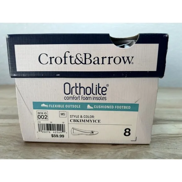 Croft &amp; Barrow Ortholite Women Beige Flats Loafers Comfort Foam Insoles Size 8MS