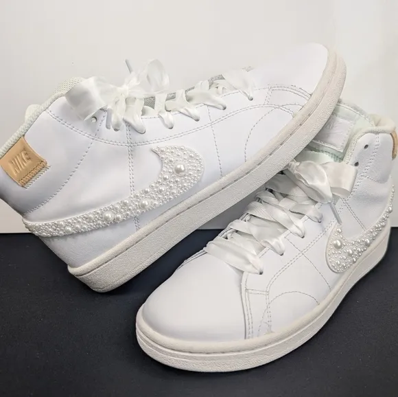 Custom Pearl Nike Court Royal 2 Mid Sneakers