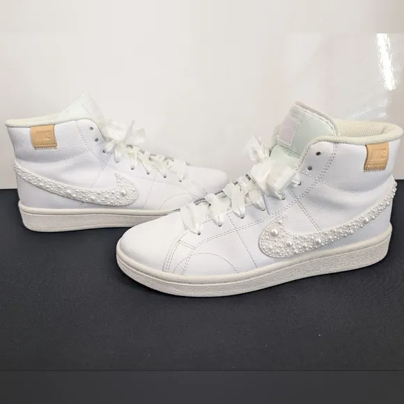 Custom Pearl Nike Court Royal 2 Mid Sneakers