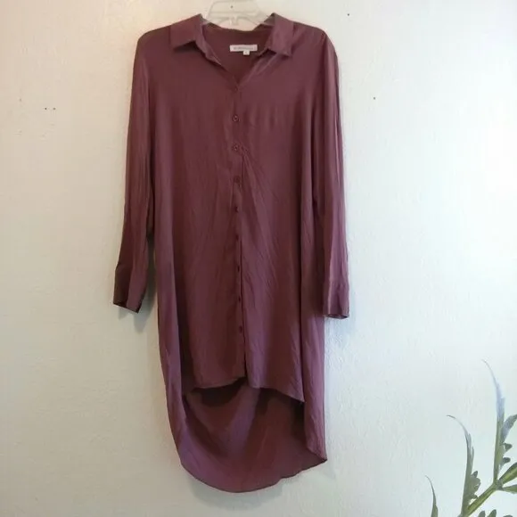 Cut Out Back Cowl/Draped Shirt Dress/Duster- Size M