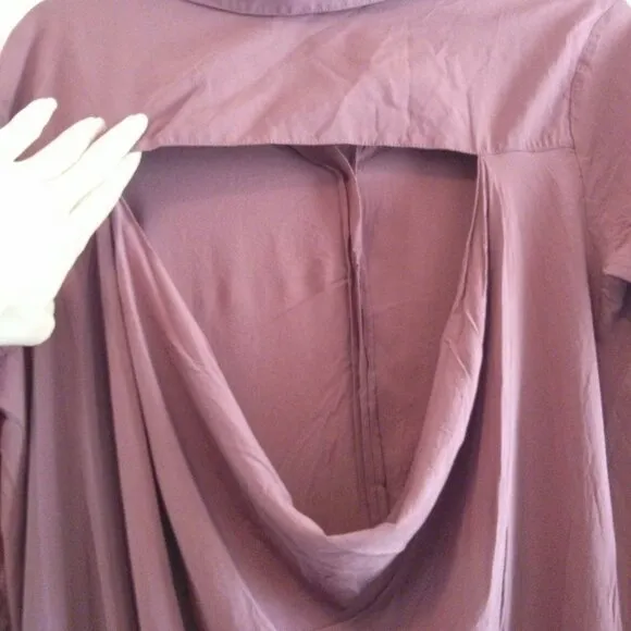 Cut Out Back Cowl/Draped Shirt Dress/Duster- Size M