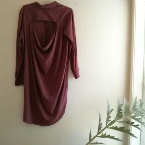 Cut Out Back Cowl/Draped Shirt Dress/Duster- Size M