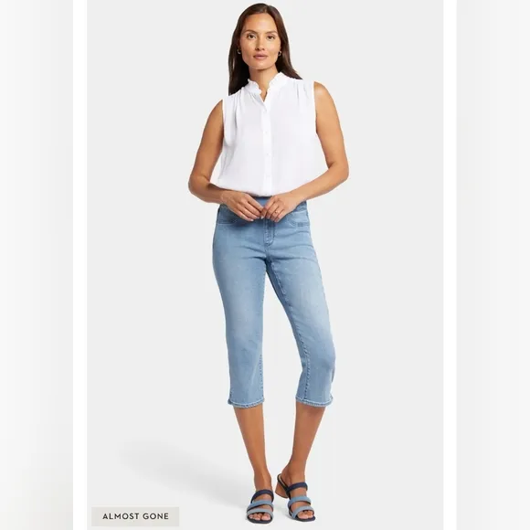 Dakota Crop Pull-On Jeans In  Soft-Contour Denim With Side Slits
