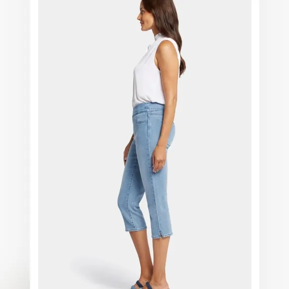 Dakota Crop Pull-On Jeans In  Soft-Contour Denim With Side Slits