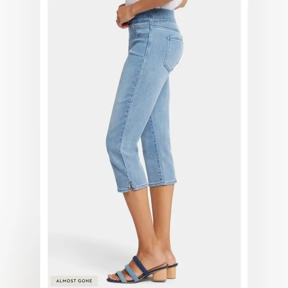 Dakota Crop Pull-On Jeans In  Soft-Contour Denim With Side Slits