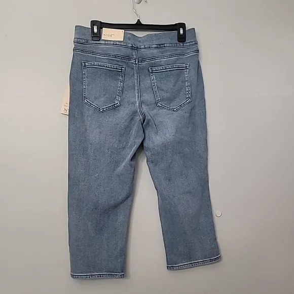 Dakota Crop Pull-On Jeans In  Soft-Contour Denim With Side Slits