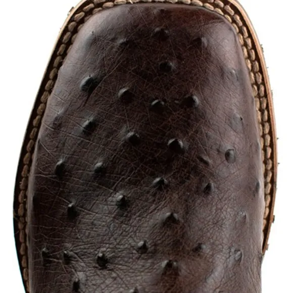 Dan Post Men's Tobacco Hand Quill Ostrich Broad Square Toe Cowboy Boots , 8.5 EW