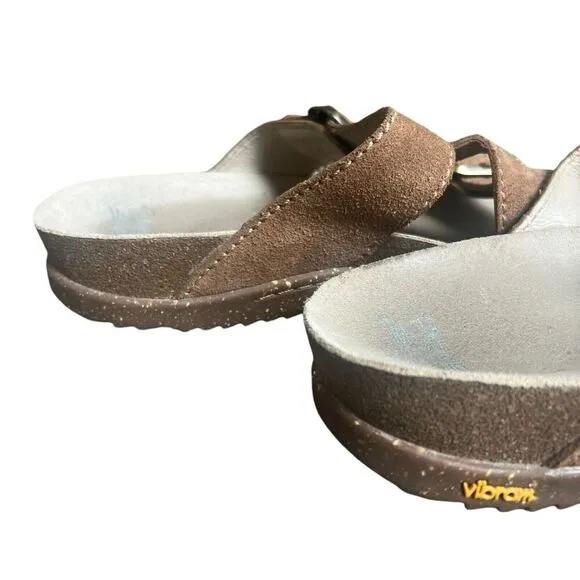 Dansko Brown Dayna Suede sandals Slides Size 40 9.5-10 Adjustable Buckle