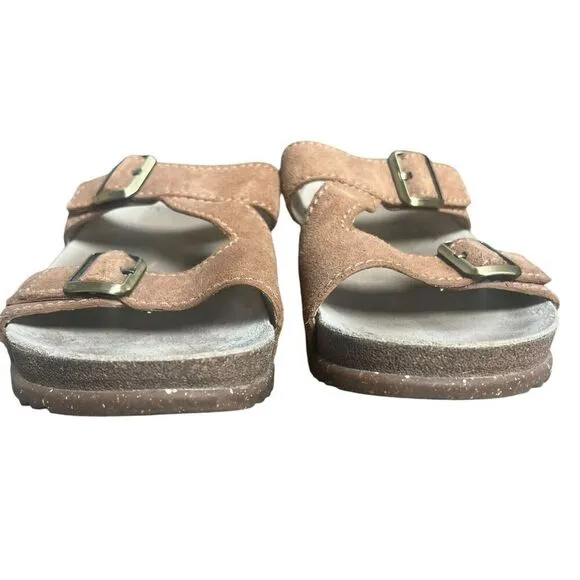 Dansko Brown Dayna Suede sandals Slides Size 40 9.5-10 Adjustable Buckle