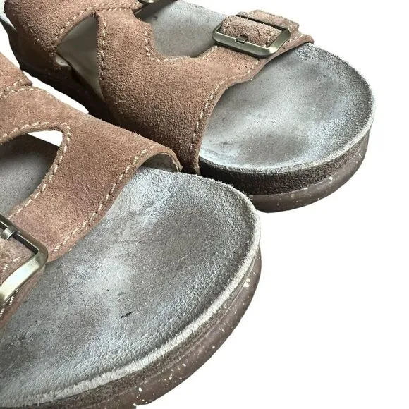 Dansko Brown Dayna Suede sandals Slides Size 40 9.5-10 Adjustable Buckle