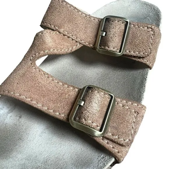 Dansko Brown Dayna Suede sandals Slides Size 40 9.5-10 Adjustable Buckle