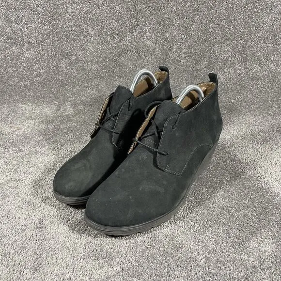 Dansko Cadee Women’s  Black Nubuck Wedge Lace Up Boots Sz EU 41 US 10.5- 11