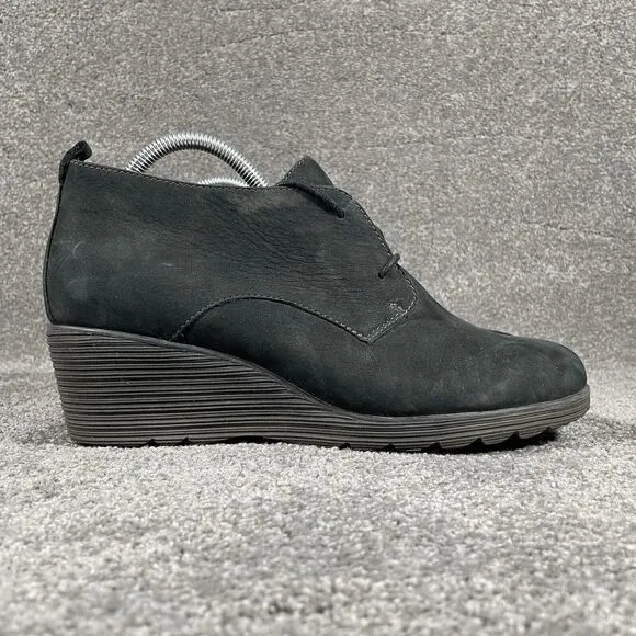 Dansko Cadee Women’s  Black Nubuck Wedge Lace Up Boots Sz EU 41 US 10.5- 11