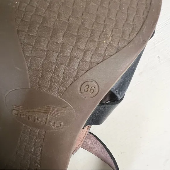 DANSKO- Dominique Sandal Black Espadrille Clog Leather Buckle