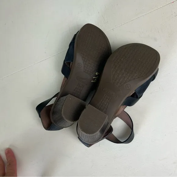 DANSKO- Dominique Sandal Black Espadrille Clog Leather Buckle