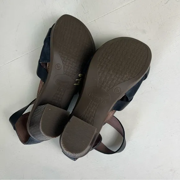 DANSKO- Dominique Sandal Black Espadrille Clog Leather Buckle