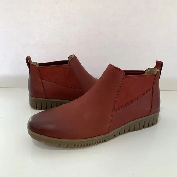 Dansko Louisa Booties Burnished Calf Leather Chelsea Boot Red Size 39 US 8.5 - 9