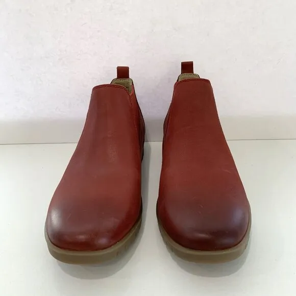 Dansko Louisa Booties Burnished Calf Leather Chelsea Boot Red Size 39 US 8.5 - 9