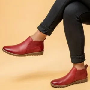 Dansko Louisa Booties Burnished Calf Leather Chelsea Boot Red Size 39 US 8.5 - 9