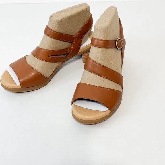 DANSKO NWB Sz 38 Tan/Luggage Nappa Leather Tansy Comfort Sandals