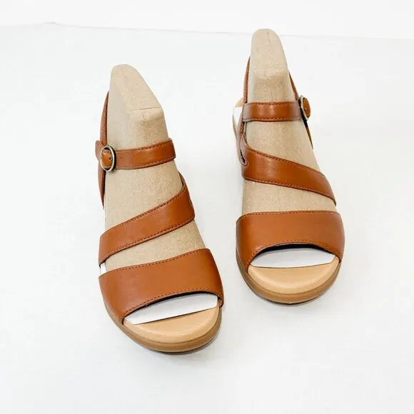 DANSKO NWB Sz 38 Tan/Luggage Nappa Leather Tansy Comfort Sandals