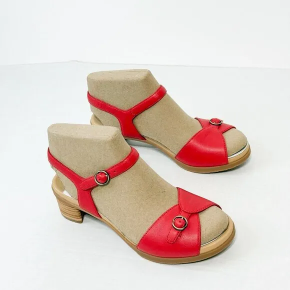 DANSKO NWB Sz 39 Red/Poppy Nappa Leather Tessie Comfort Sandals