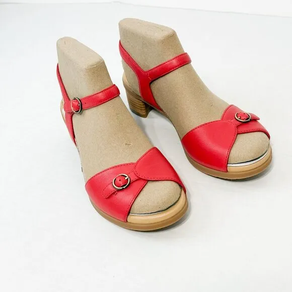 DANSKO NWB Sz 39 Red/Poppy Nappa Leather Tessie Comfort Sandals