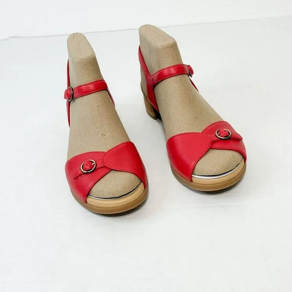 DANSKO NWB Sz 39 Red/Poppy Nappa Leather Tessie Comfort Sandals