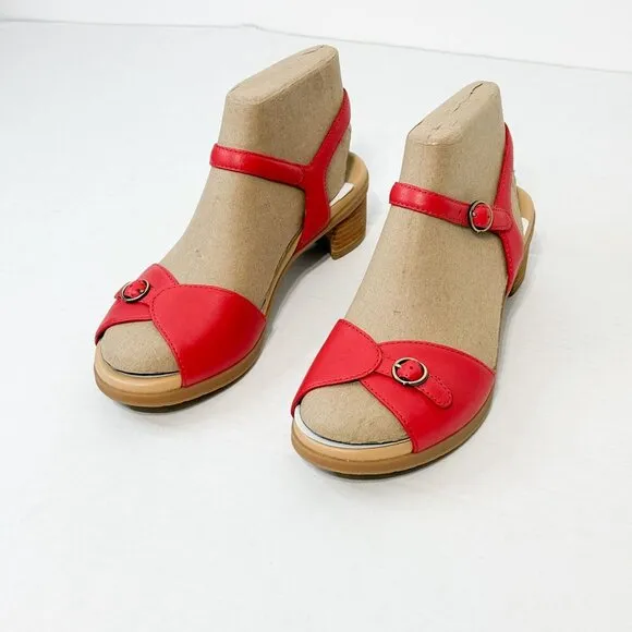 DANSKO NWB Sz 39 Red/Poppy Nappa Leather Tessie Comfort Sandals