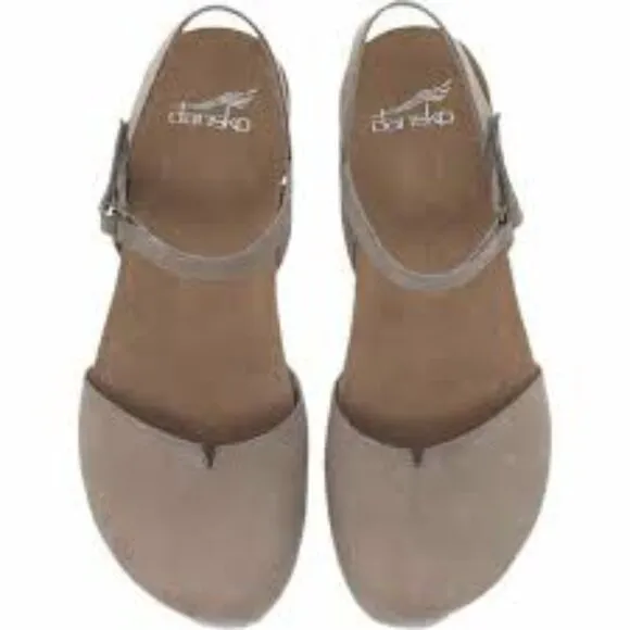 Dansko Rowan Milled Nubuck Strap Sandals Closed Toe Mary Jane SZ 39 Taupe