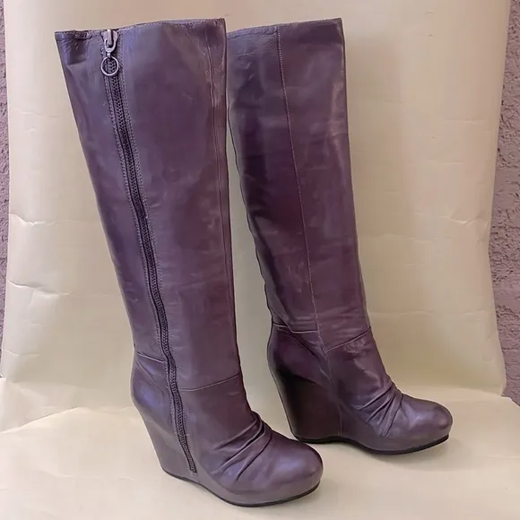 Dark gray Ash over the knee leather boots