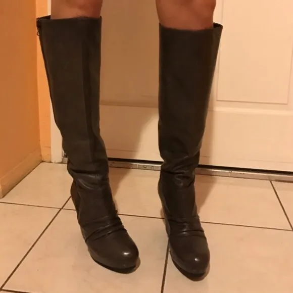 Dark gray Ash over the knee leather boots