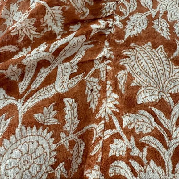 Daughters of India Kyra Half Sleeve Flowy Midi Floral Dress Sz XS in Caramel NEW