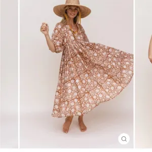 Daughters of India Kyra Half Sleeve Flowy Midi Floral Dress Sz XS in Caramel NEW