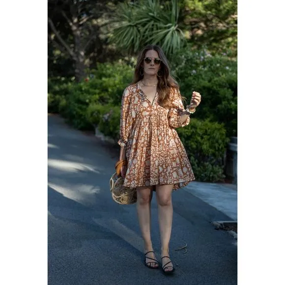 Daughters of India Kyra Mini Dress Golden Palm