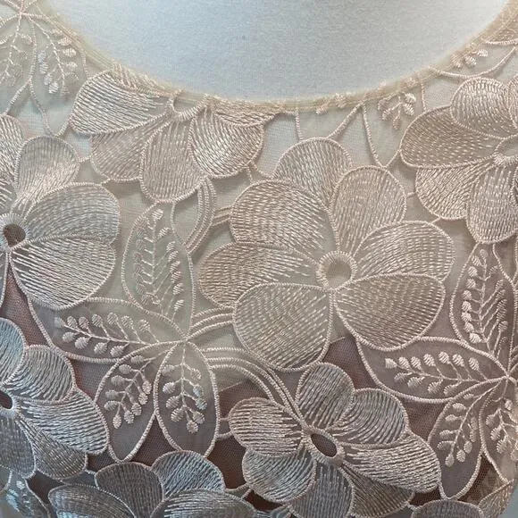 Decode 1.8 Champagne Dress 18 18W Plus  bead floral Formal Cocktail Cream Pearl