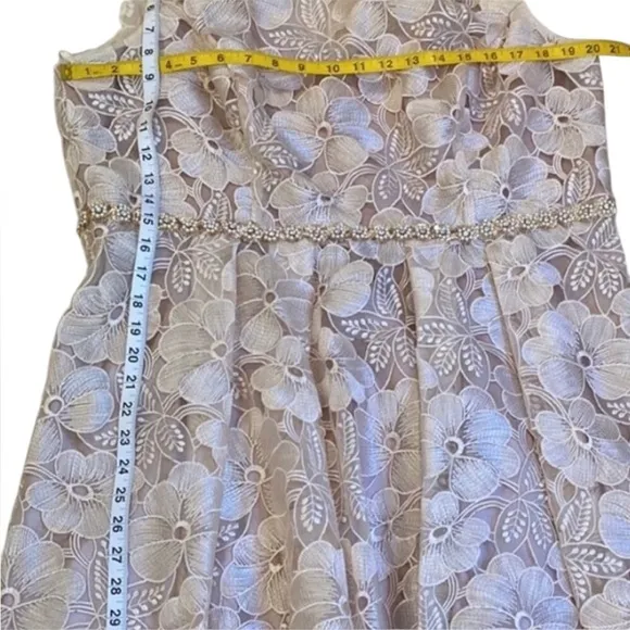Decode 1.8 Champagne Dress 18 18W Plus  bead floral Formal Cocktail Cream Pearl