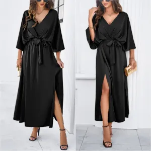 Delaney Dual Slit Dress - Black