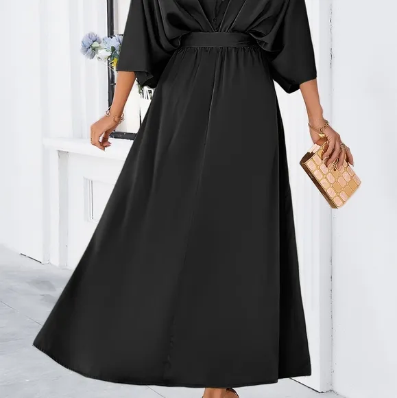Delaney Dual Slit Dress - Black