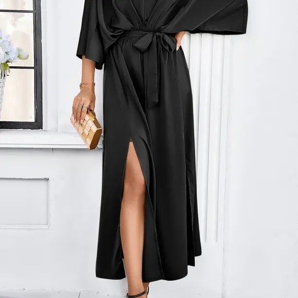 Delaney Dual Slit Dress - Black