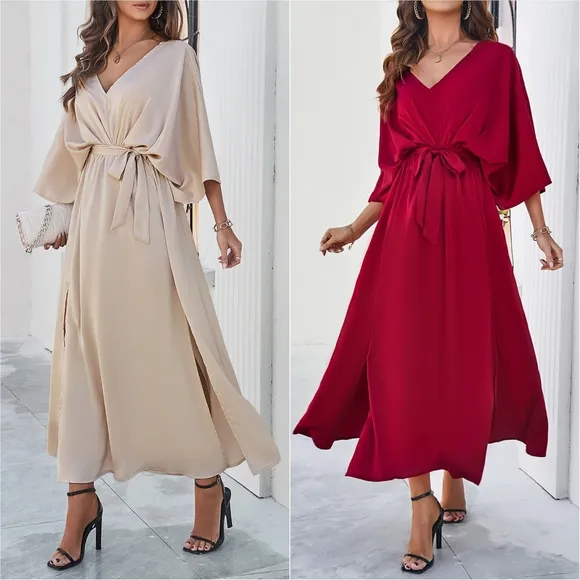 Delaney Dual Slit Dress - Black