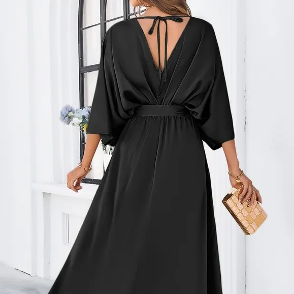 Delaney Dual Slit Dress - Black