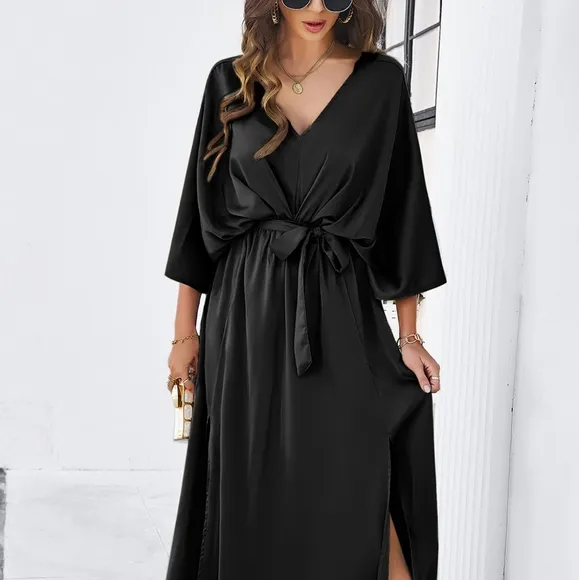 Delaney Dual Slit Dress - Black