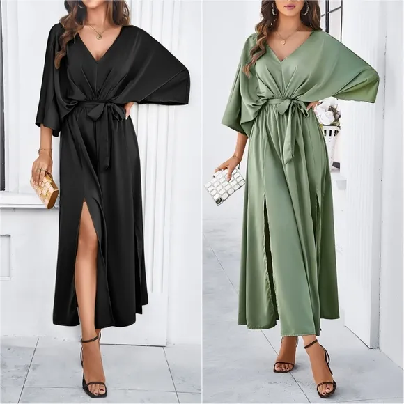 Delaney Dual Slit Dress - Black