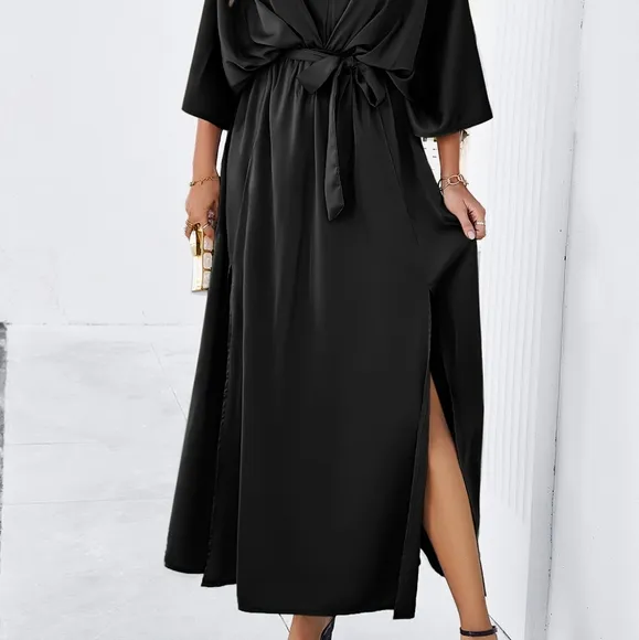 Delaney Dual Slit Dress - Black